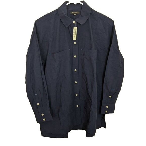 Madewell Shirt Signature Poplin Blue Oversized Button Up Business Casual XXS - Picture 2 of 9